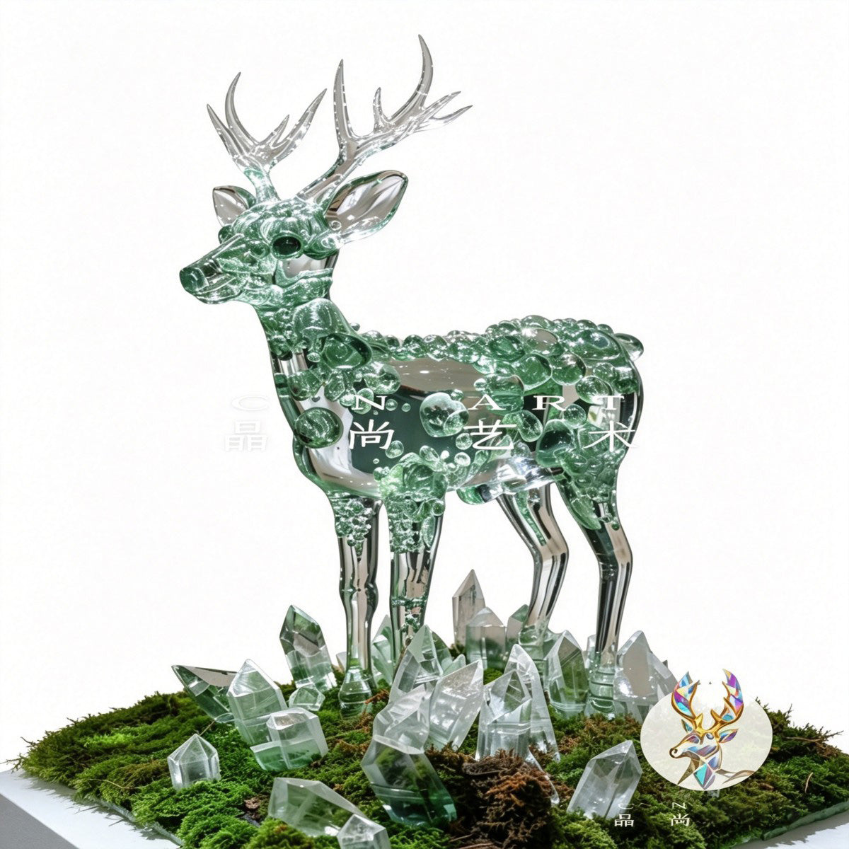 Crystal Deer Art Sculpture