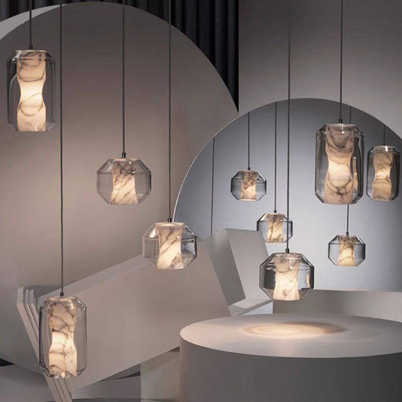 Clear Wiring Alabaster Chandelier
