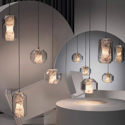 Clear Wiring Alabaster Chandelier
