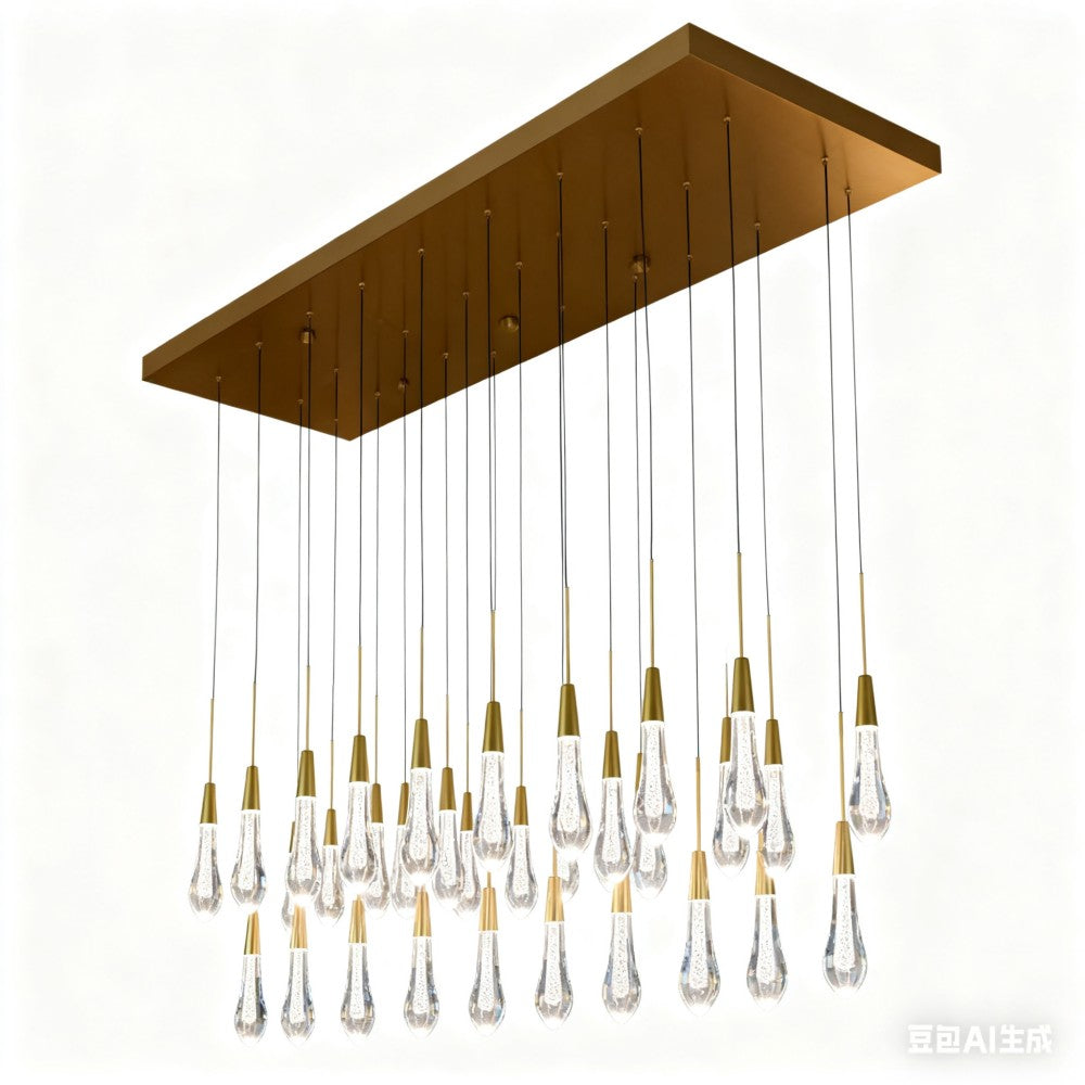 American Artistic Raindrop Crystal Pendant Chandelier - Brass & Glass Drops for Dining/Kitchen/Bedroom