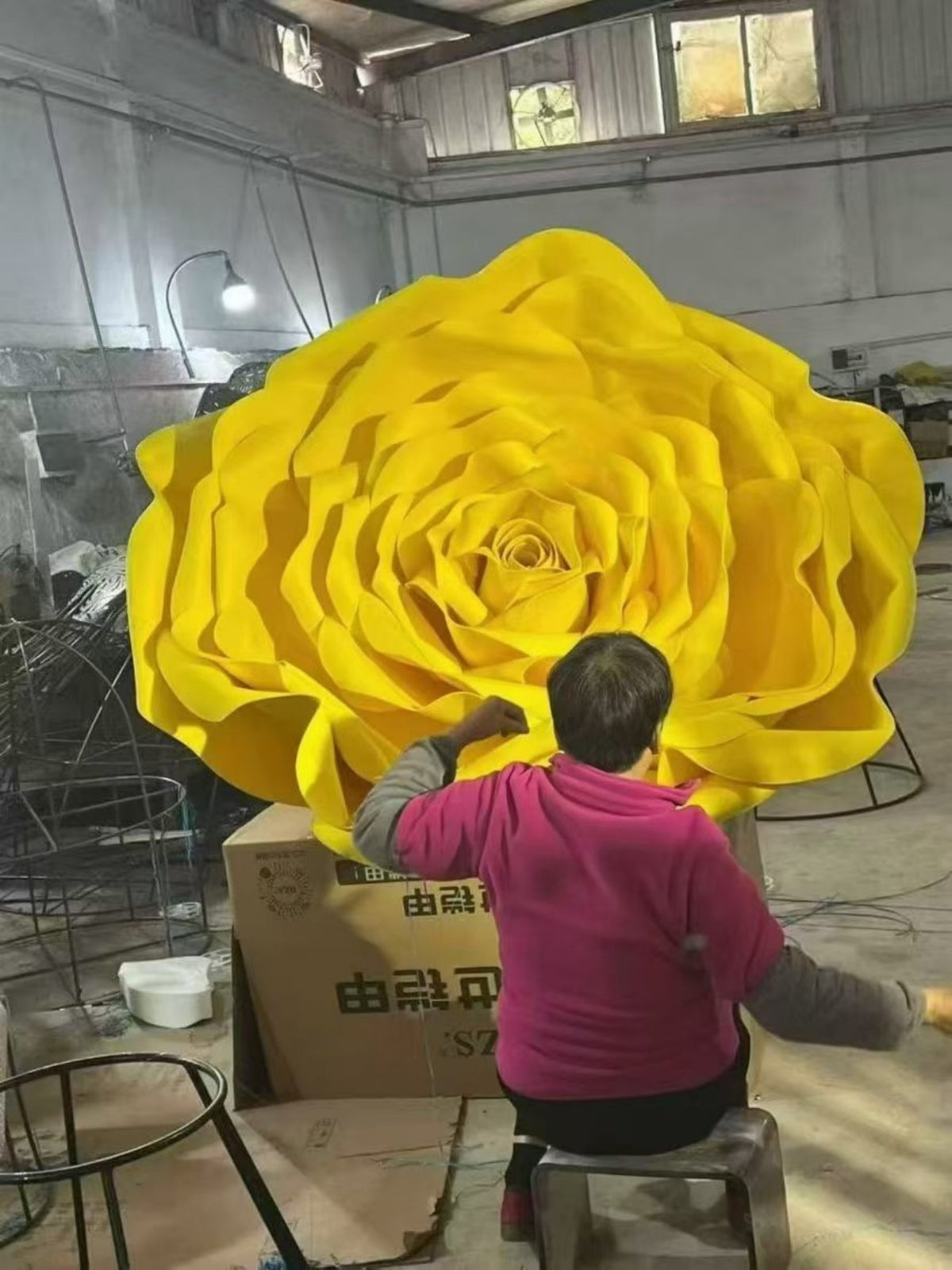 Giant Yellow Rose Event Flower Prop