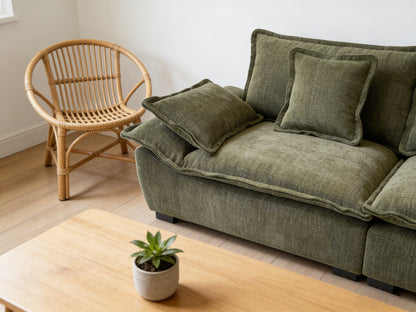 Olive Green Cloud Fabric Sofa