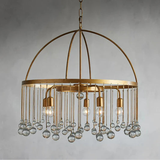 Modern Gold Round Crystal Pendant Lamp