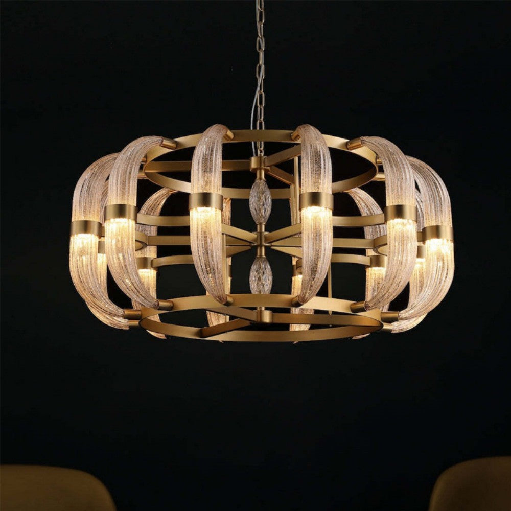Modern Hall Glass Metal Chandelier