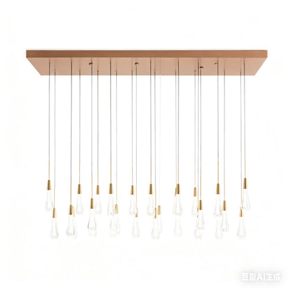 American Artistic Raindrop Crystal Pendant Chandelier - Brass & Glass Drops for Dining/Kitchen/Bedroom