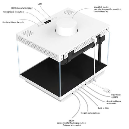 DC5V 2A Square Glass Aquarium 4W RGB LED Oxygen Pump