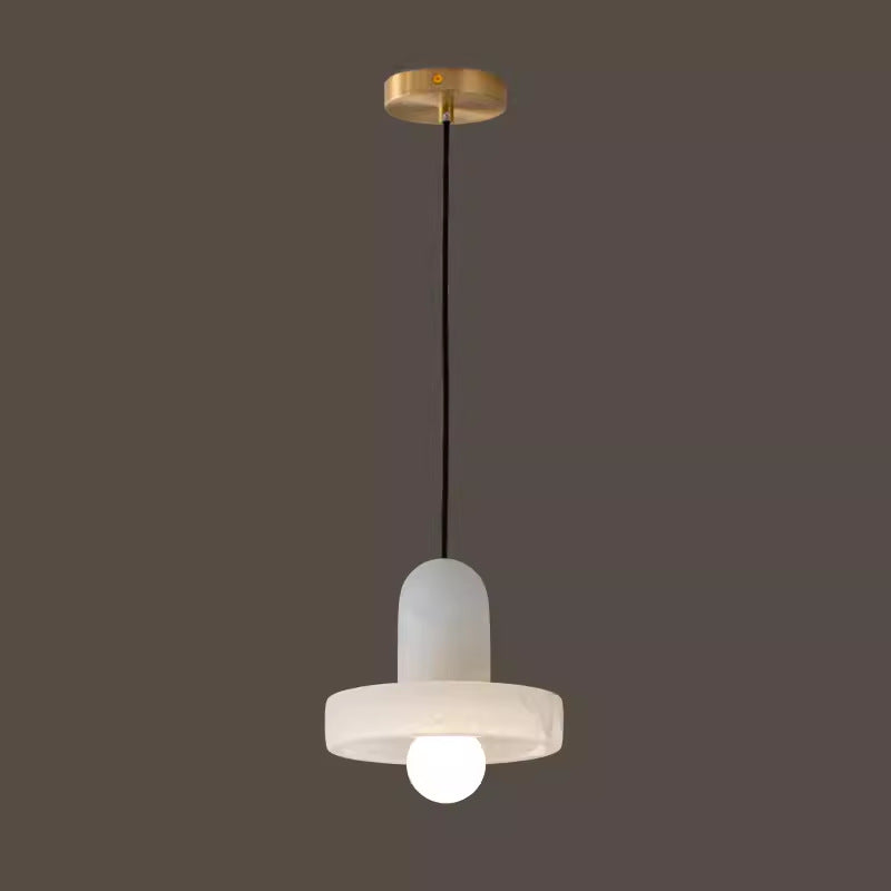 Alabaster Bubble Pendant with Brass Accents
