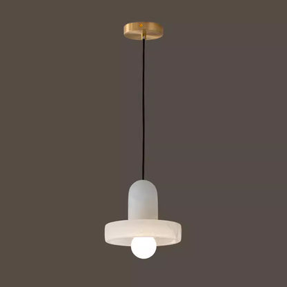 Alabaster Bubble Pendant with Brass Accents