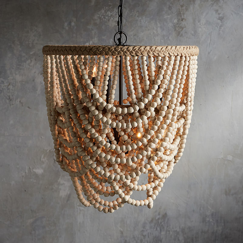 Bedroom Kitchen Wood Beaded Chandelier