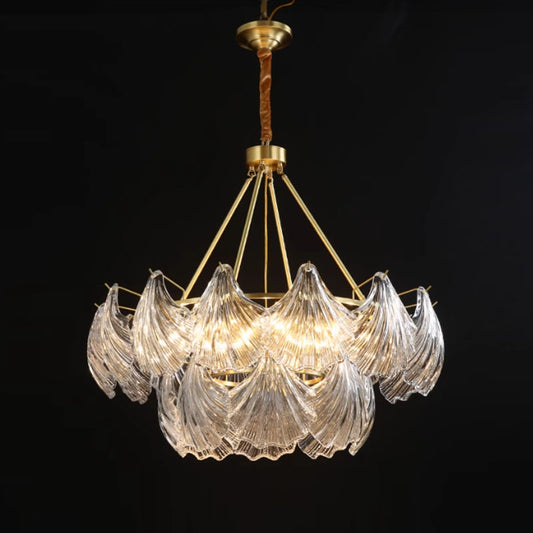 Living Room Copper Glass Shell Chandelier