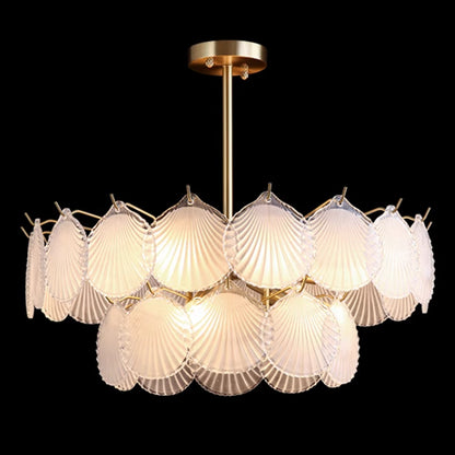 French Artistic Glass Shell Chandelier