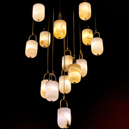 Handcrafted Alabaster Pendant Light with Brass