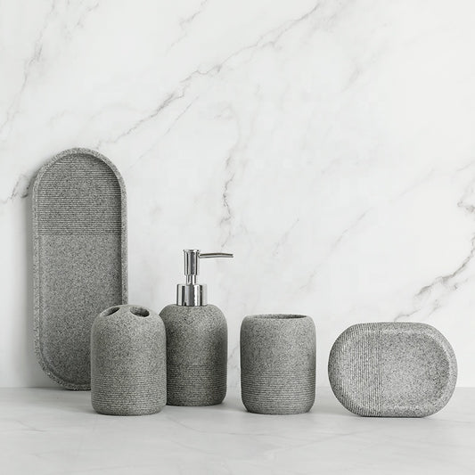 5-Piece Polyresin Washroom Accessories Set