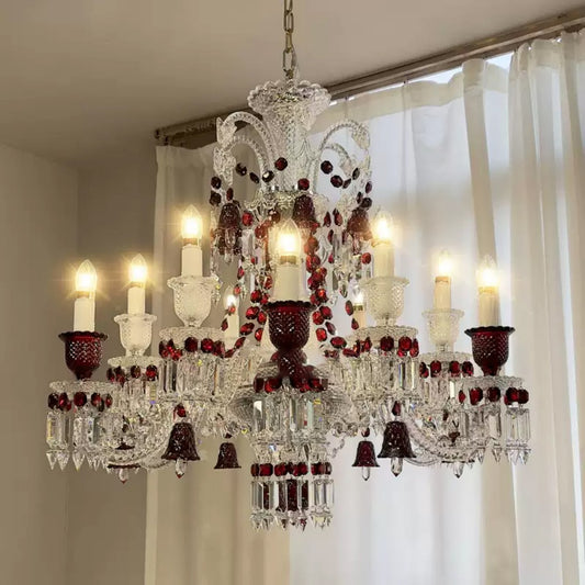 Custom Luxury Red Crystal Chandelier