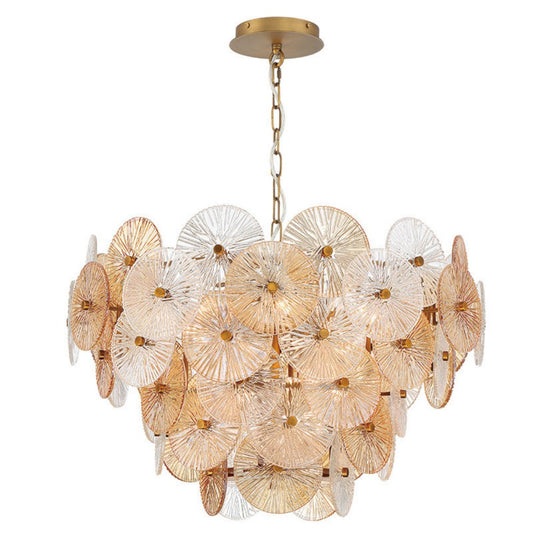 Modern Luxury Glass & Steel Chandelier - Hanging Light for Living Room, Hotel, Dining Room