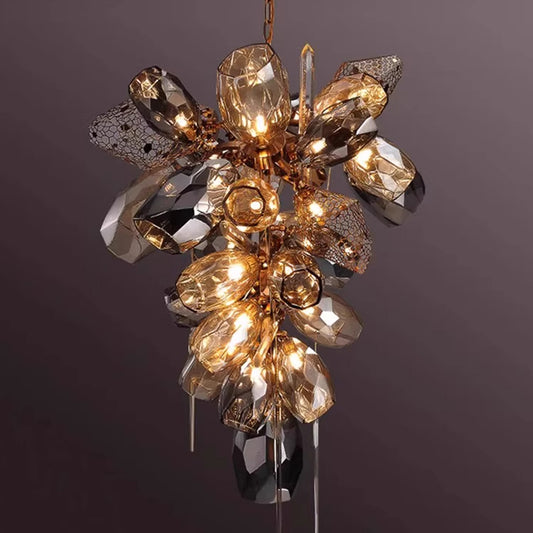 Staircase Large Gold Crystal Chandelier