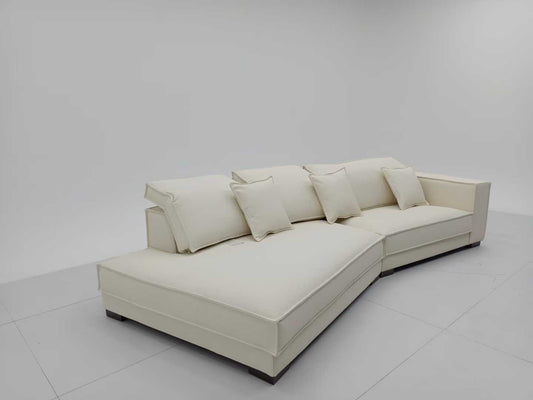 Beige L-Shaped Chaise Sectional Sofa