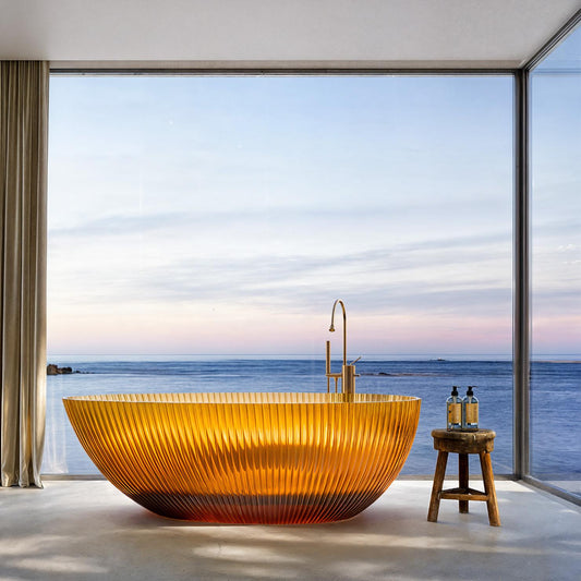 Orange Vertical Stripe Crystal Resin Bathtub