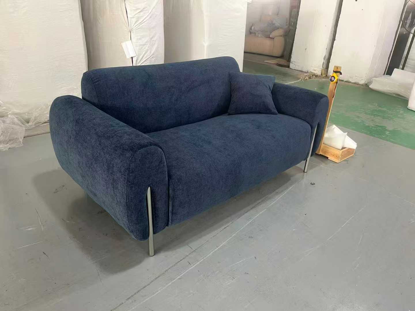 Navy Blue Fabric 2-Seater Loveseat Sofa