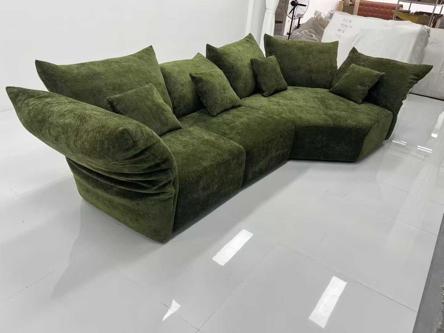Green Modular L-Shaped Sectional Sofa