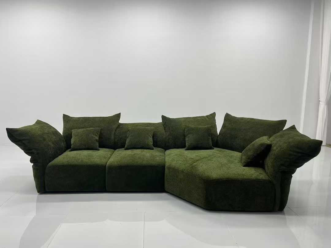 Green Modular L-Shaped Sectional Sofa