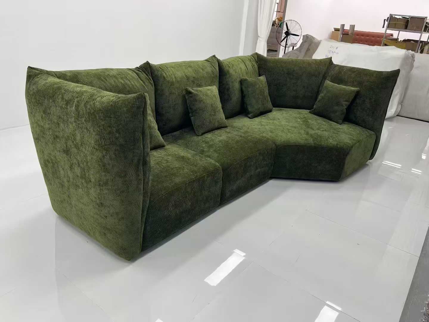 Green Modular L-Shaped Sectional Sofa
