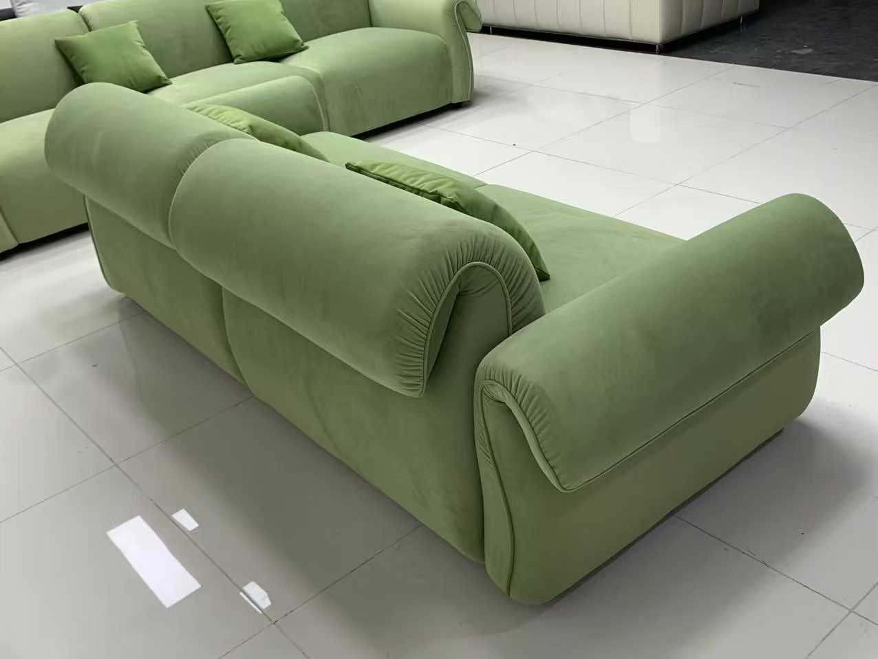 Light Green Velvet 2-Seater Loveseat Sofa