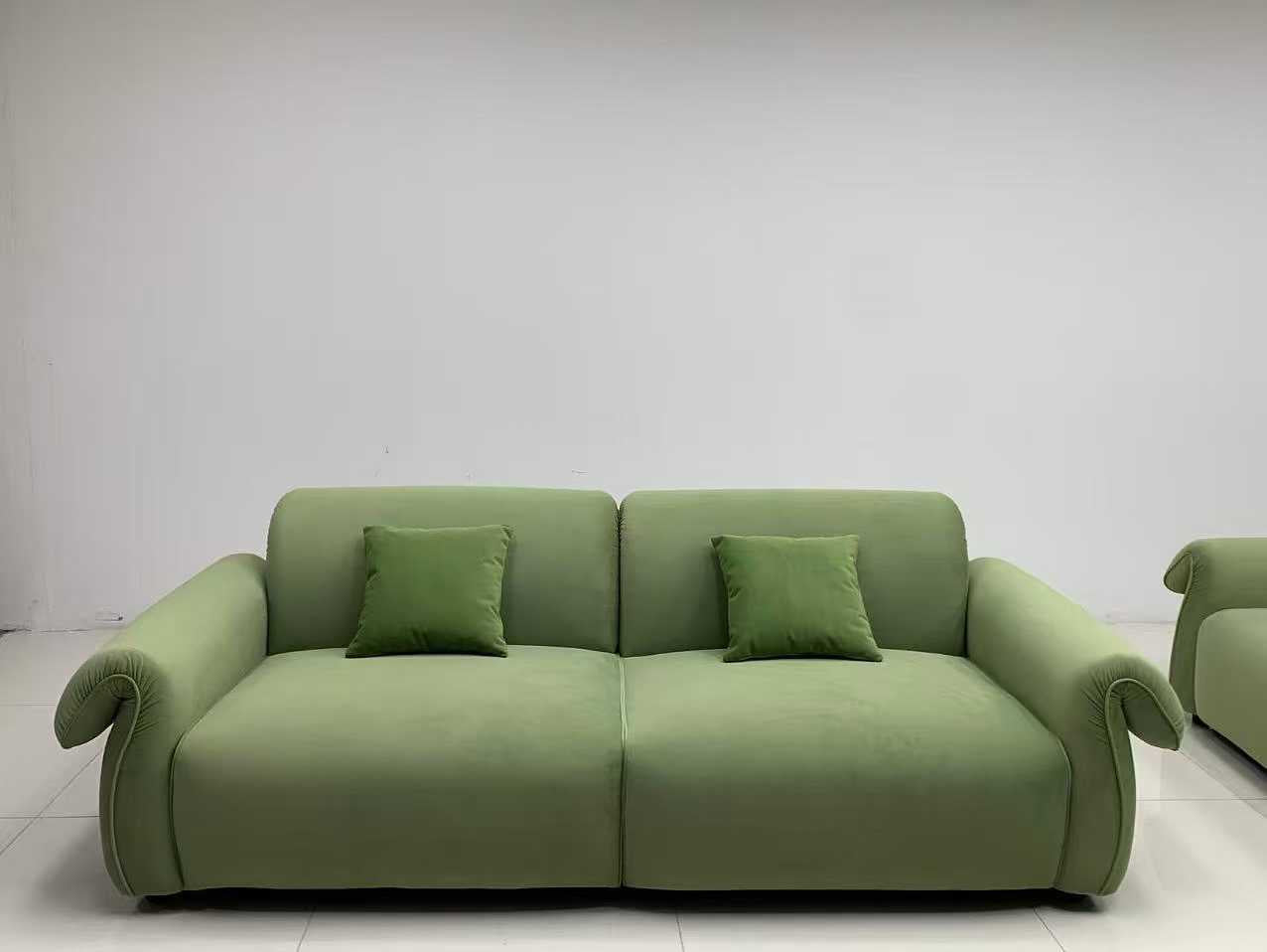 Light Green Velvet 2-Seater Loveseat Sofa