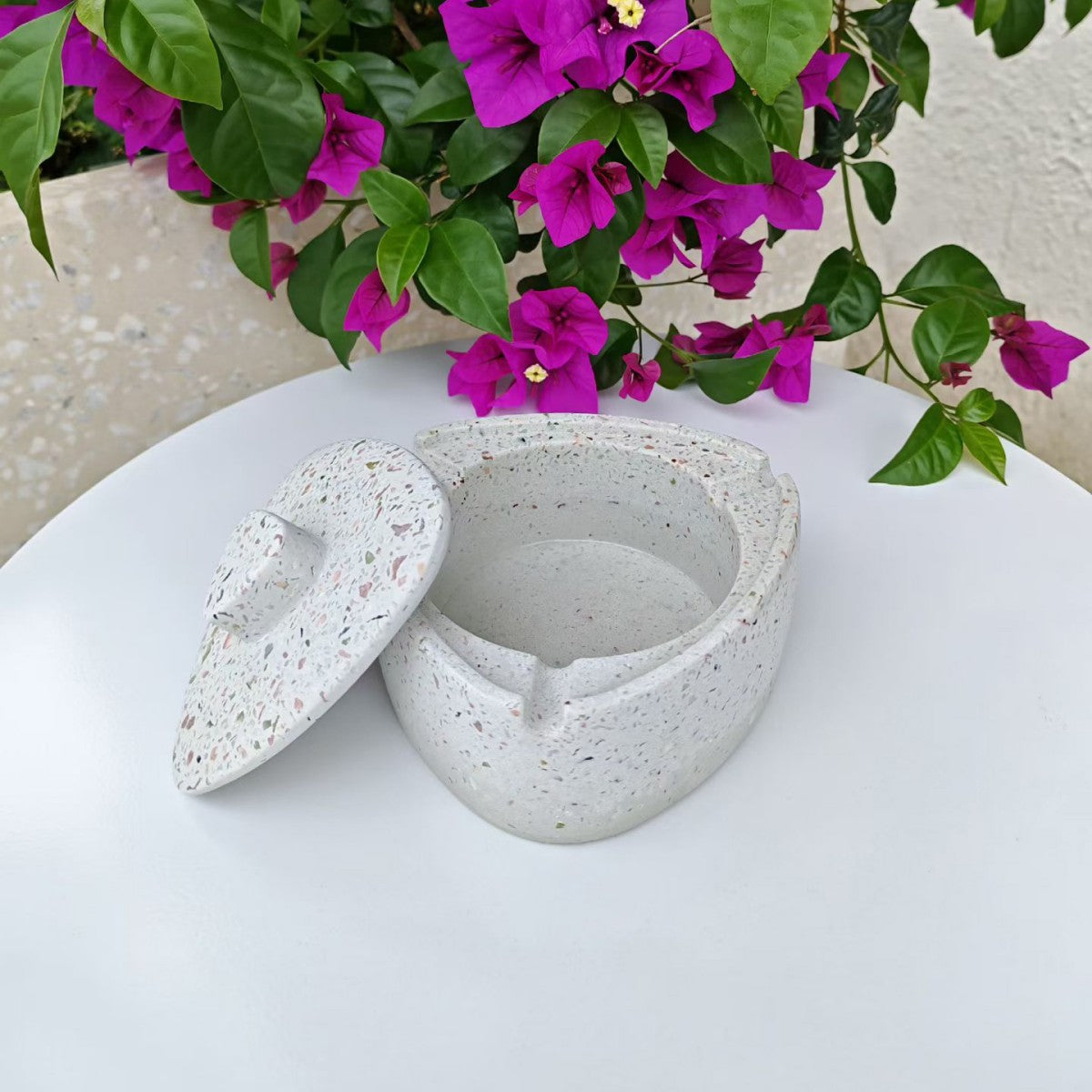 Terrazzo ashtray with lid