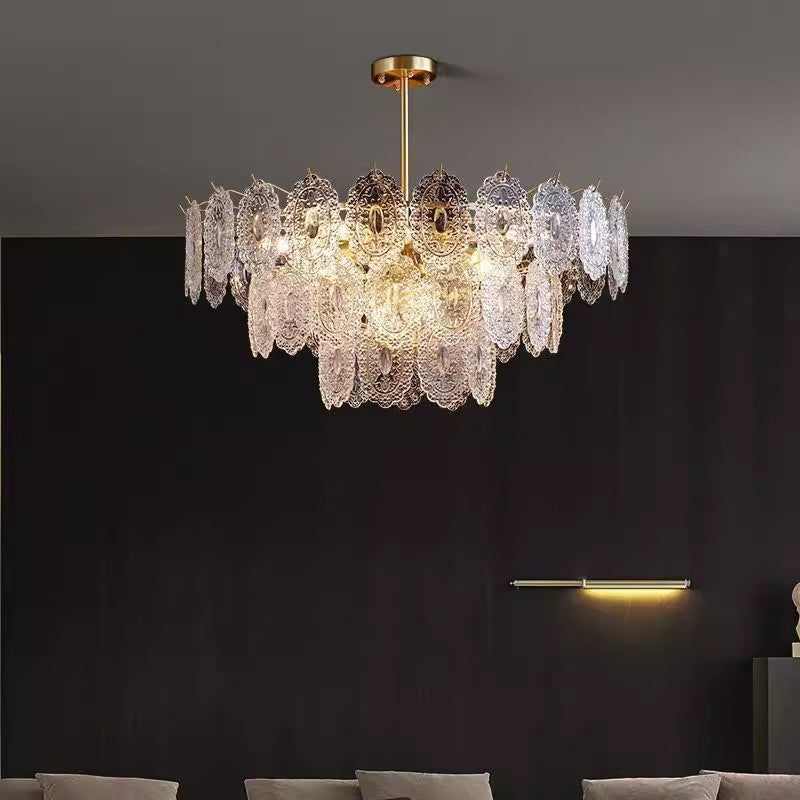 Living Dining Brass Glass Chandelier