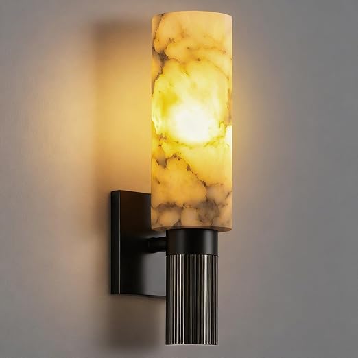 Black Brass Alabaster LED Wall Lamp
