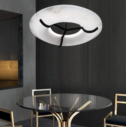 Round Alabaster Chandelier for Kitchen Island