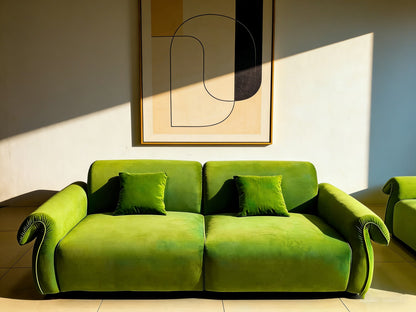 Green Velvet 2‑Seater Sofa Couch