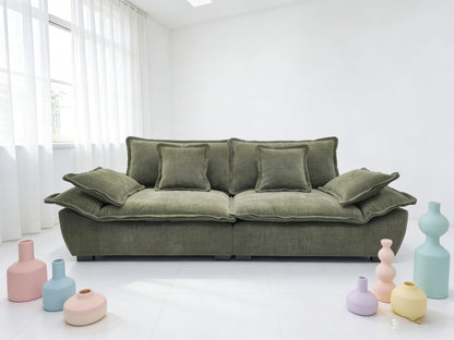 Olive Green Cloud Fabric Sofa