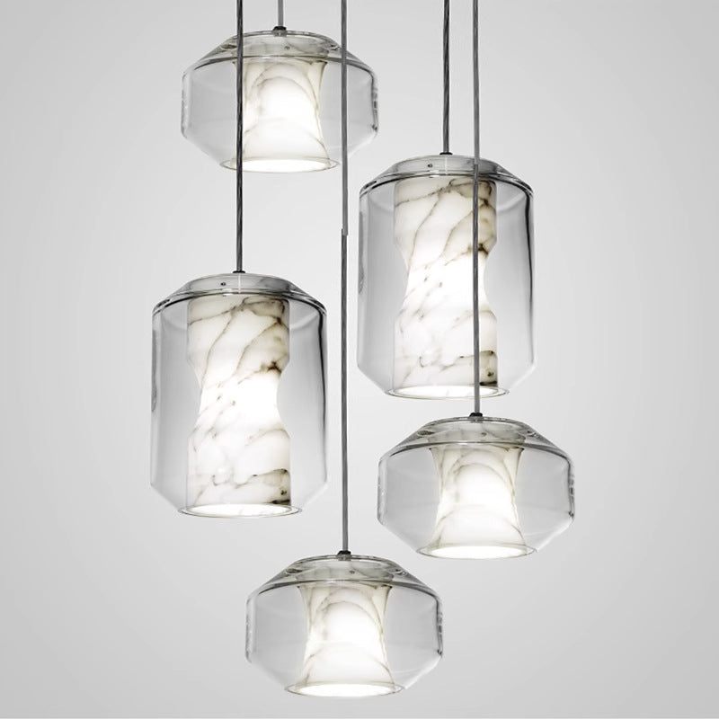 Clear Wiring Alabaster Chandelier