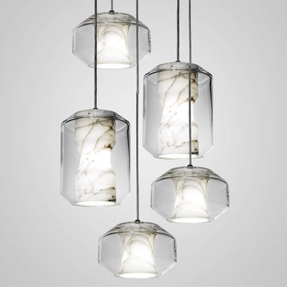 Clear Wiring Alabaster Chandelier