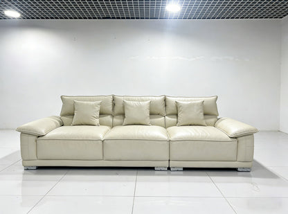 Large 3‑Seater Leather Look Sofa