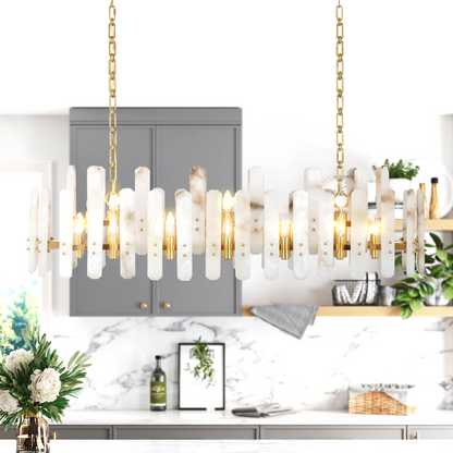 Brass Alabaster Light for Dining Room