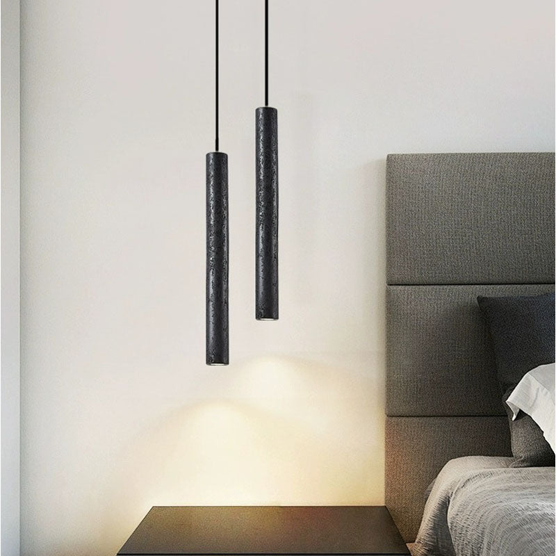 Black Stone & Travertine LED Hanging Light - American Decor for Restaurant/Desk/Bedside