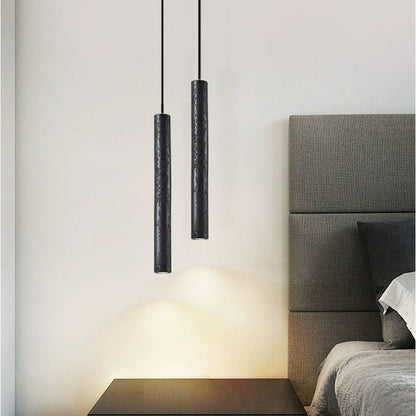 Black Stone & Travertine LED Hanging Light - American Decor for Restaurant/Desk/Bedside