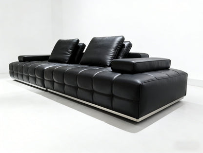 Black Modular Leather Sectional Sofa