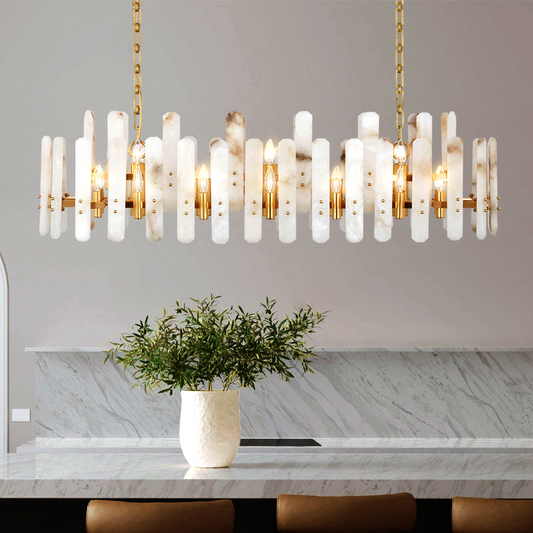 Alabaster Chandelier for High Ceiling