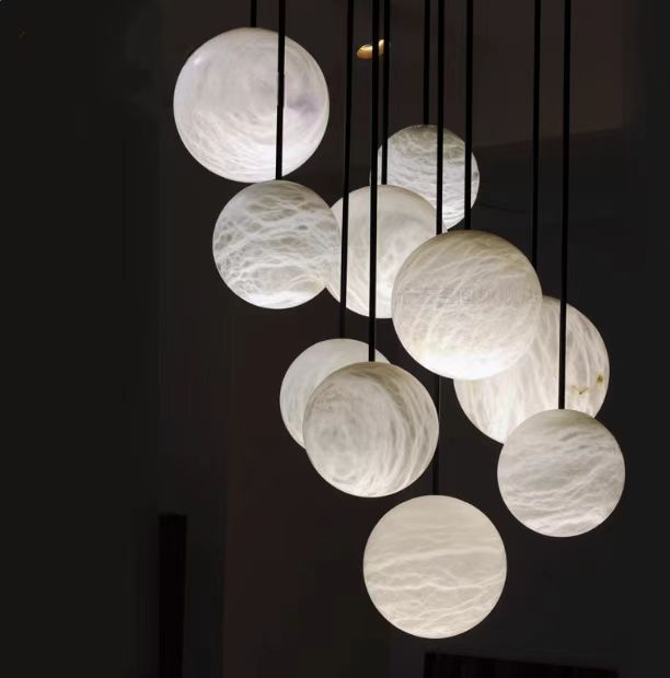 Spanish Alabaster Bubble Ball Pendant Light
