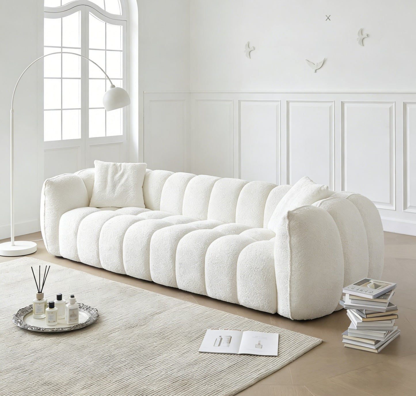 White Teddy Fabric Bubble Sofa