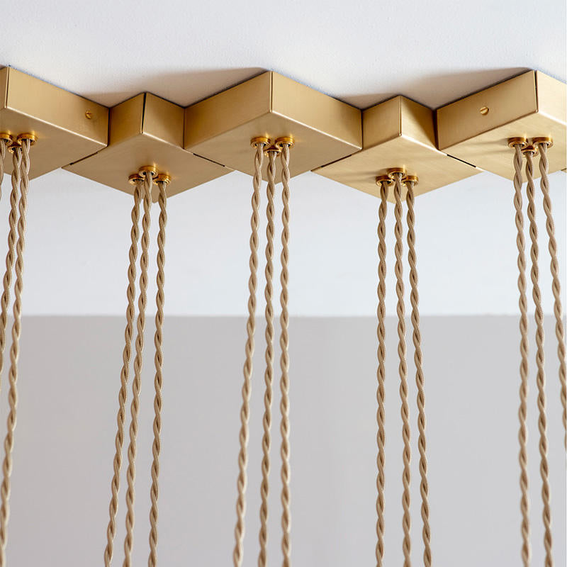 Modern Art Deco Bronze Chandelier