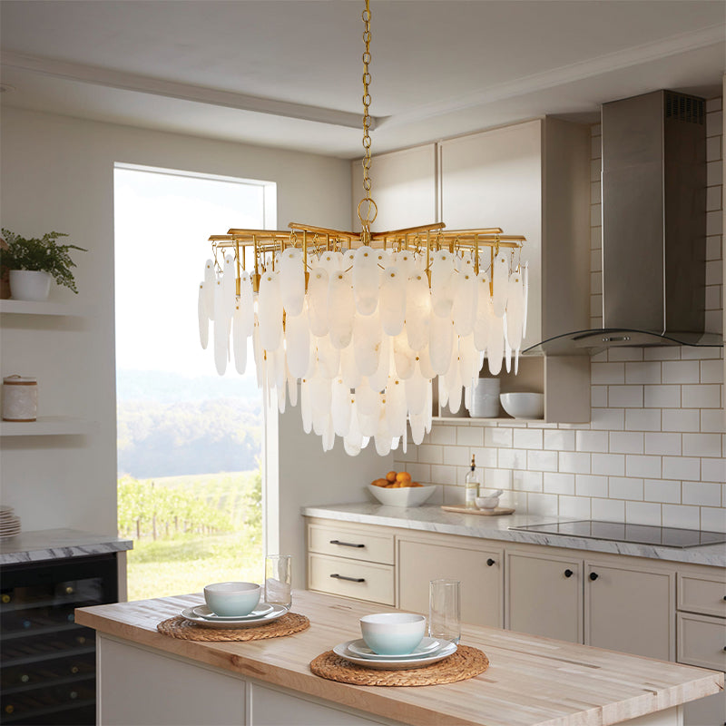 Vintage Style Alabaster Chandelier for Dining Table