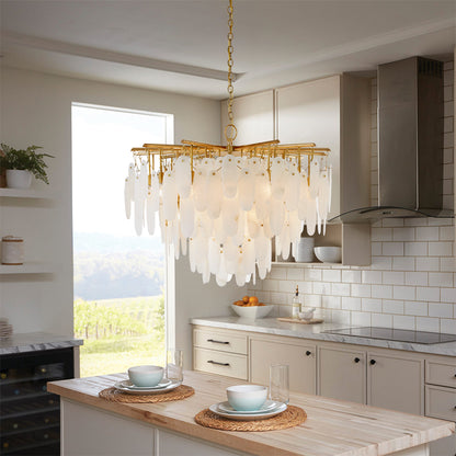 Vintage Style Alabaster Chandelier for Dining Table