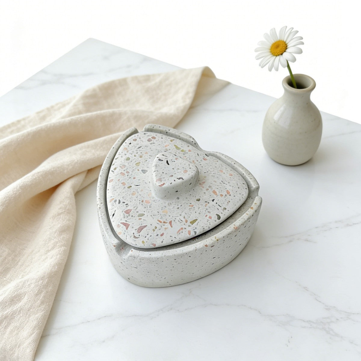 Terrazzo ashtray with lid
