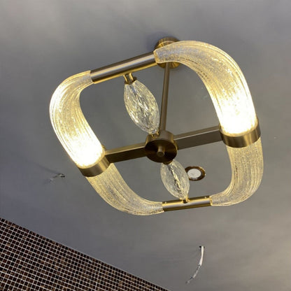 Modern Hall Glass Metal Chandelier