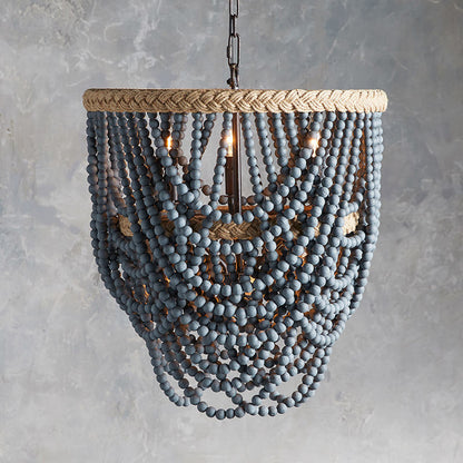 Bedroom Kitchen Wood Beaded Chandelier